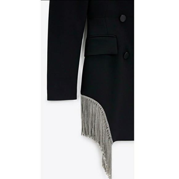 NWOT Zara blazer dress limited edition jewel fringe - Picture 9 of 13